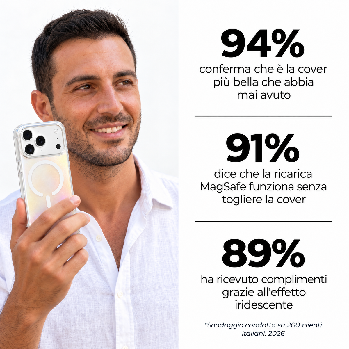 Funda Glamour Iridiscente con Colgante Rivelina™